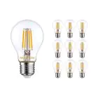 Monipakkaus 10x Noxion Lucent Filament LED E27 Päärynä Kirkas 7W 806lm - 827 Erittäin Lämmin Valkoinen | Himmennettävä - Korvaa 60W