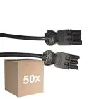 Monipakkaus 50x Noxion GST - Yhteensopiva Jatkojohto Musta - Uros + Nainen - 2m - 3 pole 1,5mm2